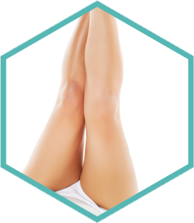 Hexagon crop of a woman's legs for Morpheus8 skin remodelling in Amsterdam
